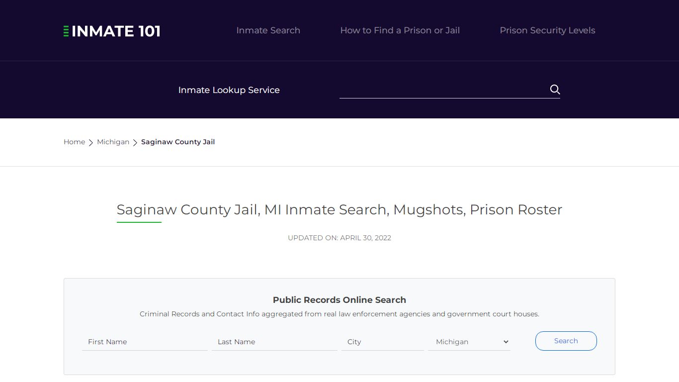 Saginaw County Jail, MI Inmate Search, Mugshots, Prison ...