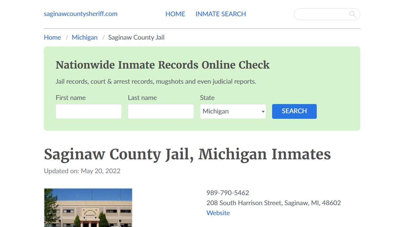 Saginaw County Jail, Michigan Jail Roster
